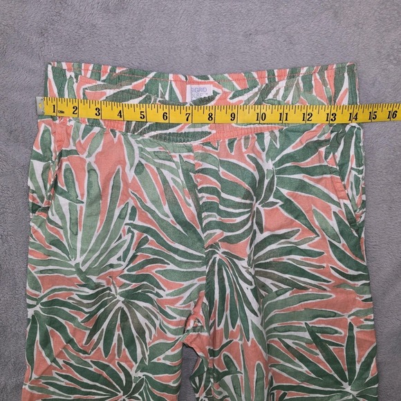 Sigrid Olsen Green Coral Tropical Linen‎ Pants Wide Leg Elastic Waist Size Small - Picture 16 of 16